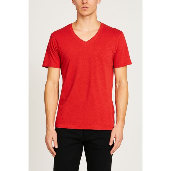 ATM Anthony Thomas Melillo Red V Neck Linen T Shirt Tee Top Mens Size Large - Picture 1 of 7